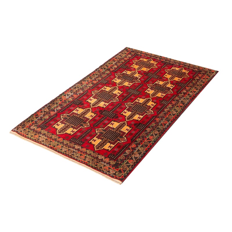 ECARPETGALLERY Hand-knotted Teimani Red Wool Rug - 3'8 x 6'7