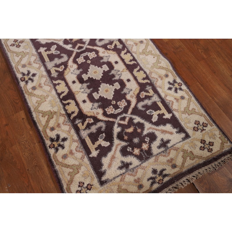 Oushak Indian Runner Rug Hand-Knotted Transitional Wool Carpet - 2'6" x 9'11"