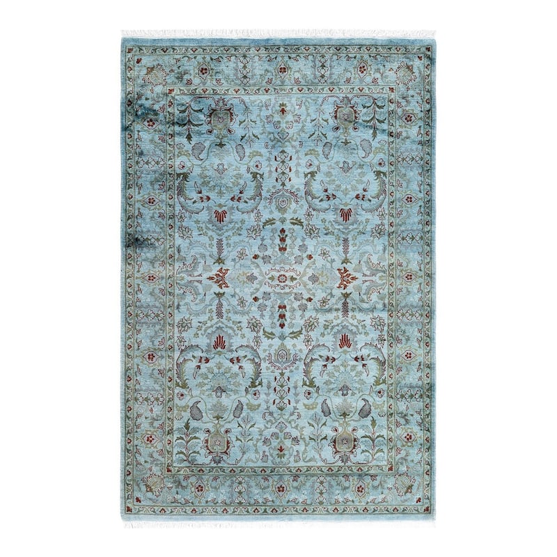Overdyed, One-of-a-Kind Hand-Knotted Area Rug - Gray - 4' 2" x 6' 3"
