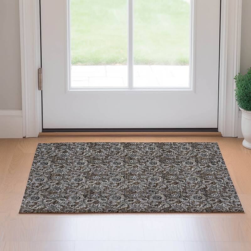 Premium Washable Super Soft Floral Mayfield Rug - Chocolate - 1' 8" x 2' 6" - Rectangle