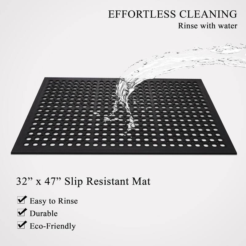 A1HC New All Purpose Versatile Rubber Floor Mat with Drain Holes, Heavy Duty Rubber Mat for Workplace, Restaurant, Kitchen etc