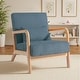 preview thumbnail 11 of 161, 25" W Mid Century Upholstered Wood Accent Chair with Pillow Natural Wood - Blue