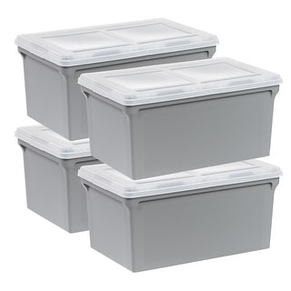 IRIS USA® File Boxes 44 Qt Buckle Lid - Gray - Set of 4 - Bed Bath ...