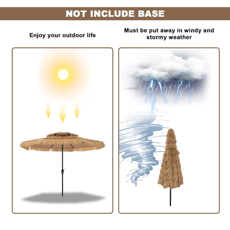 Clihome 10 Ft. Outdoor Double Top Hawaiian Style Thatch Umbrella
