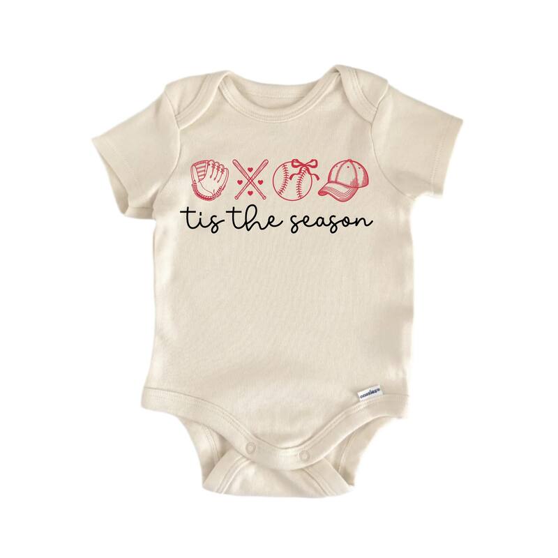 Tis The Season Baseball - Baby Boy Girl Clothes Bodysuit Funny Cute - White - 6-9M