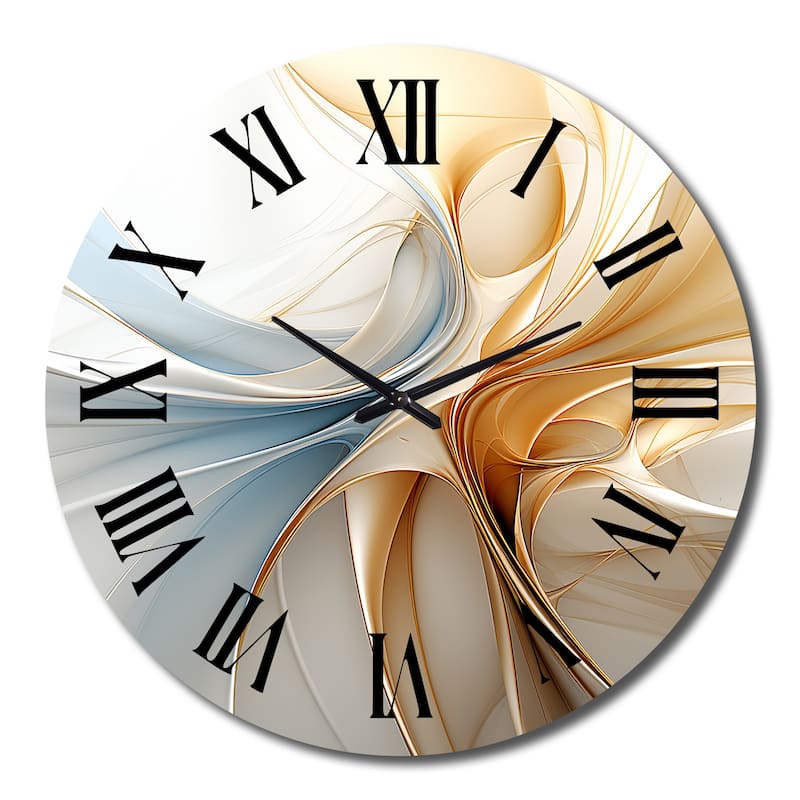 Designart "Vintage Blue And Orange Wave Elegance" Abstract Shapes Oversized Wall Clock