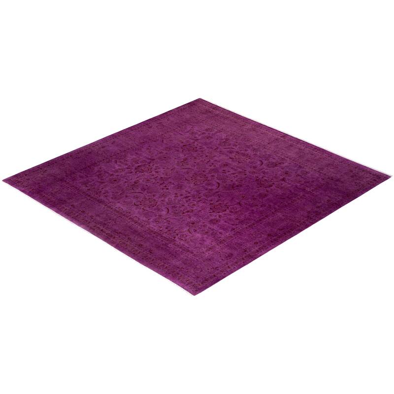 Overton Hand Knotted Wool Vintage Inspired Modern Contemporary Overdyed Pink Square Area Rug - 8' 2" x 8' 5"