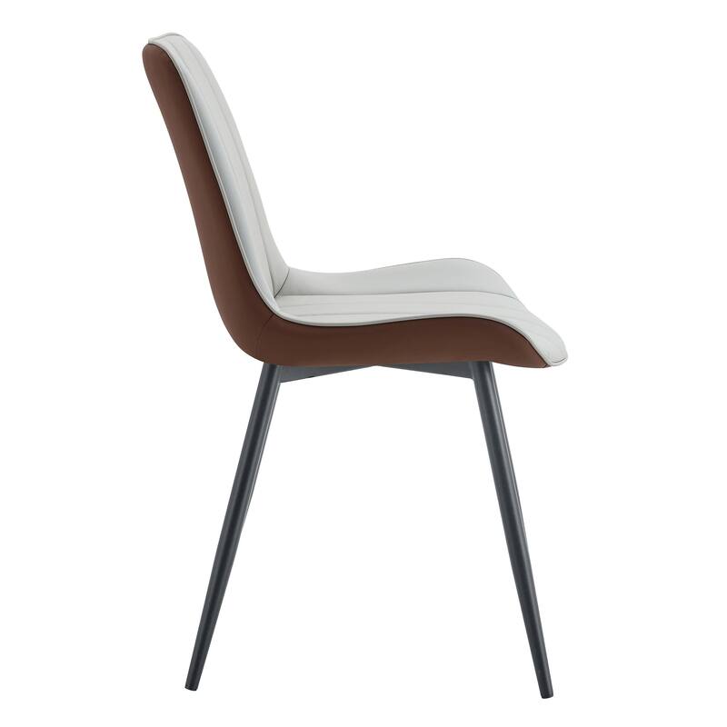 Dining Chair Set of 4 PU Extended Seating with Black Metal Legs