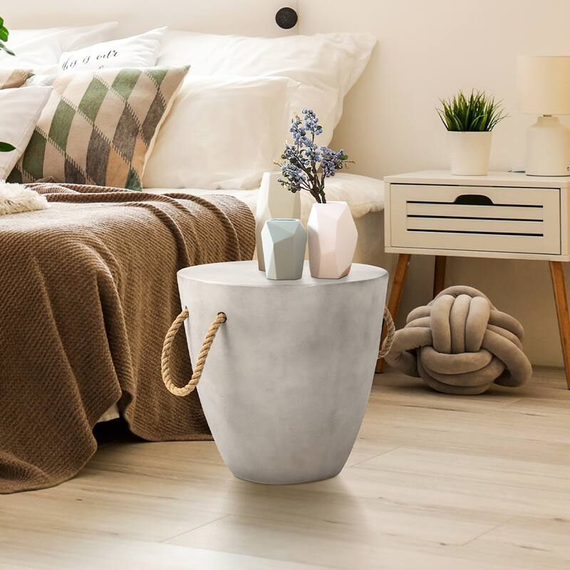 VENTOPYR Outdoor Concrete Side Table w Hemp Rope for Patio 17' * 9' *16.7' On Sale Bed