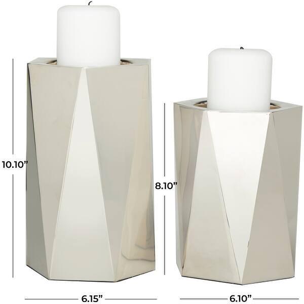 Stainless Steel Glam Candle Holder (Set of 2) S/2 10", 8"H On Sale
