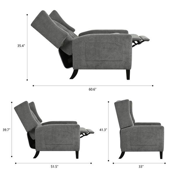 dimension image slide 3 of 4, Manual Adjustable Recliner Chair. with Foldable Side Table, USB Charging ports ,Modern Comfy Reclining Chairs