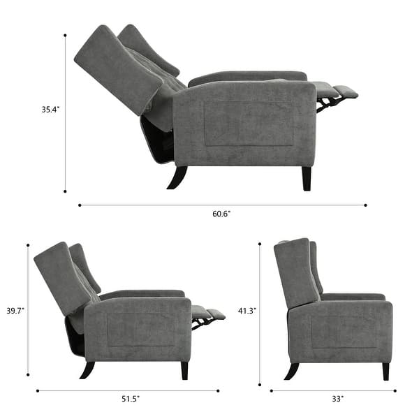 dimension image slide 5 of 6, Manual Adjustable WingBack Recliner Chair, with Foldable Side Table, USB Charging Ports, PushBack Reclining Chairs
