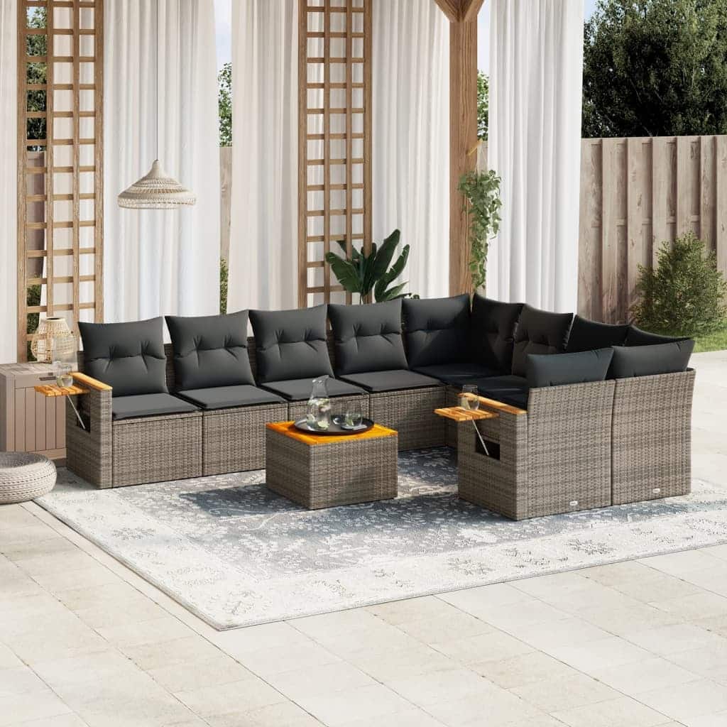 vidaXL Garden Sofa Set Grey - 24.4 x 33.5 x 27.2