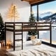 preview thumbnail 1 of 8, Stylish & Simple Solid Wooden Twin Loft Bed with Ladder, Sturdy Construction & Safety Guaranteed, Space-saving, Espresso