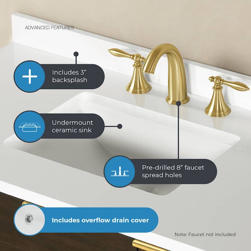 Gabi Bathroom Vanity with White Engineered Stone Top