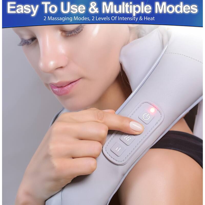 Shiatsu Neck Shoulder & Back Massager with Heat - Ergonomic Deep Tissue Kneading for Back and Muscle Pain Relief, - N/A