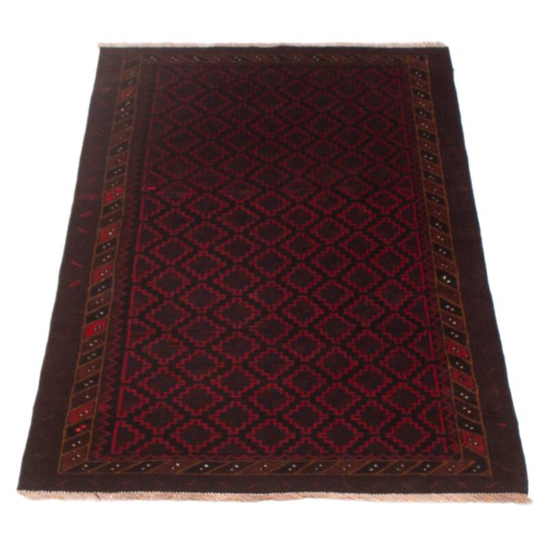 ECARPETGALLERY Hand-knotted Teimani Black, Red Wool Rug - 3'1 x 5'7