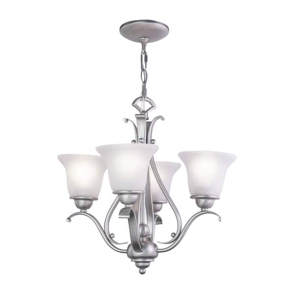 slide 2 of 10, Monrovia 4 Light Brushed Nickel Mini Chandelier White Glass - 18.5-in W x 18-in H x 18.5-in D Brushed Nickel - 18.5-in W x 18-in H x 18.5-in D