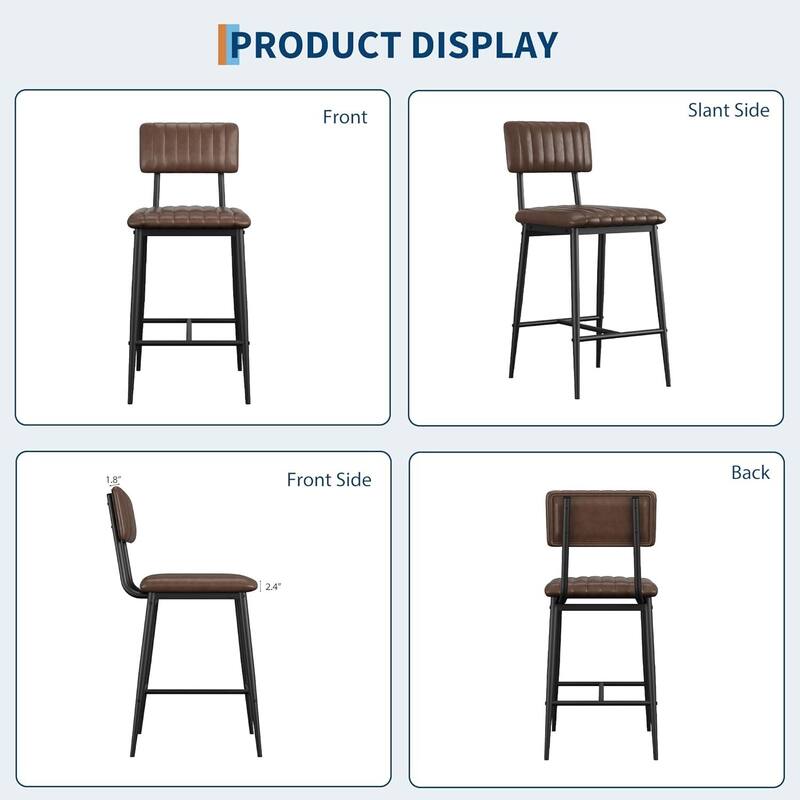 Set of 2 Counter-Height Bar Stools for Kitchen Islands and Bars