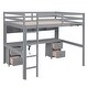 preview thumbnail 9 of 15, Full Wood Loft Bed with Desk, Cabinets, Drawers & Safety Guardrails