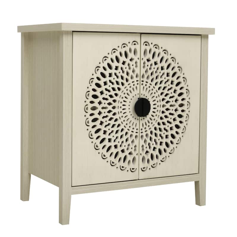 Waterproof Sideboard Buffet, Hollow-Carved 2 Door Accent Cabinet, Storage Cabinet with Adjustable Shelf