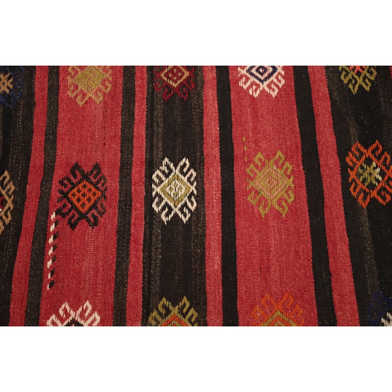 Hand Woven Oriental 100% Wool Carpet Southwestern Tribal Red Kilim Area Rug - 12' 2'' X 6' 8''