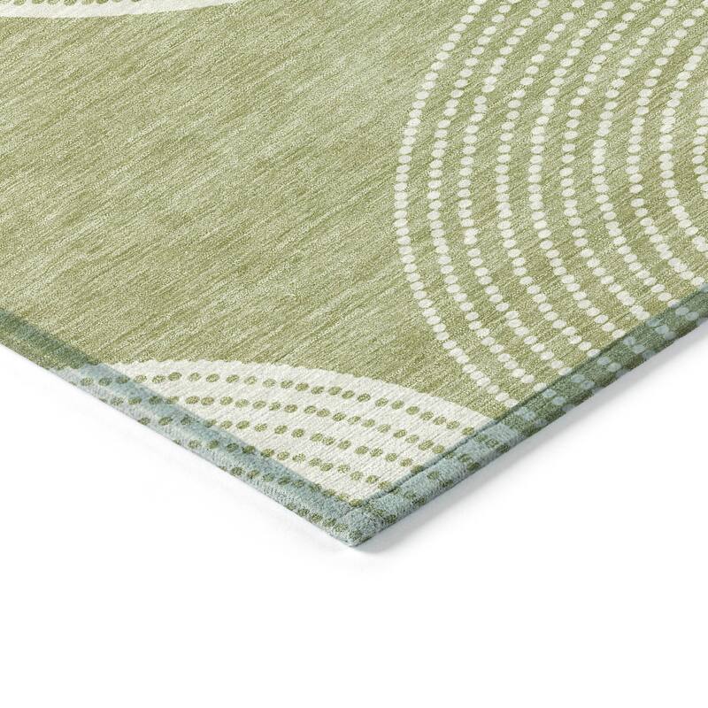 Machine Washable Indoor/ Outdoor Geo Circles Chantille Rug