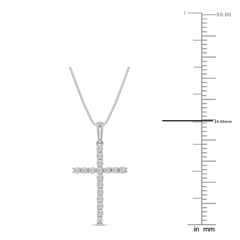 1/4ct TDW Lab-grown Diamond Cross Pendant Necklace in 14k Gold for Women