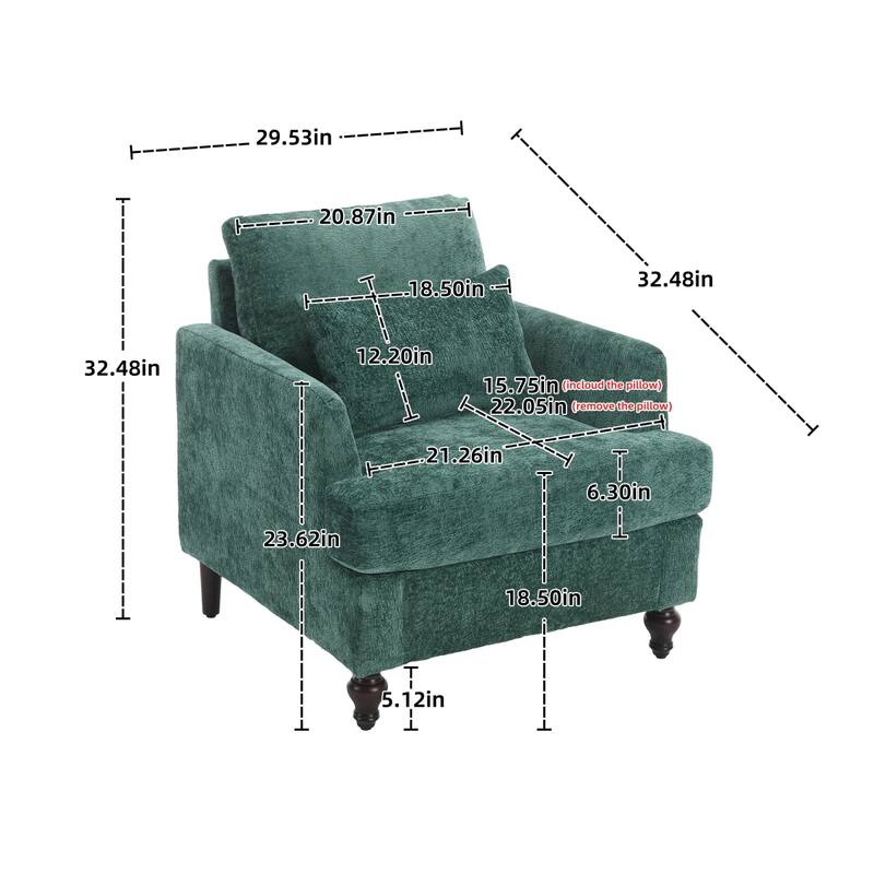 Mid Century Accent Chair with Wood Frame, Modern Upholstered Lounge Reading Chair Armchair, Comfy Single Sofa Chair Club Chair