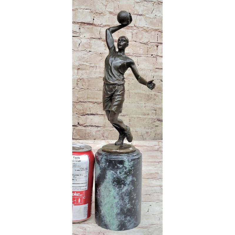 Bronze Statue Sculpture Trophy Of Nba Basketball Player Going For Dunk Layup On Marble Base