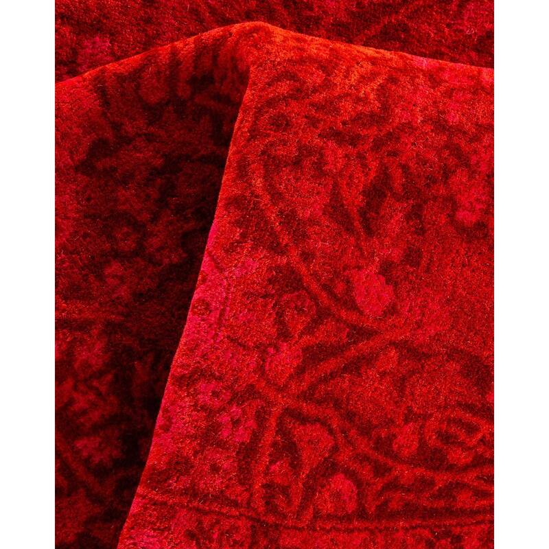 Overton Hand Knotted Wool Vintage Inspired Modern Contemporary Overdyed Orange Round Area Rug - 4' 1" x 4' 1"