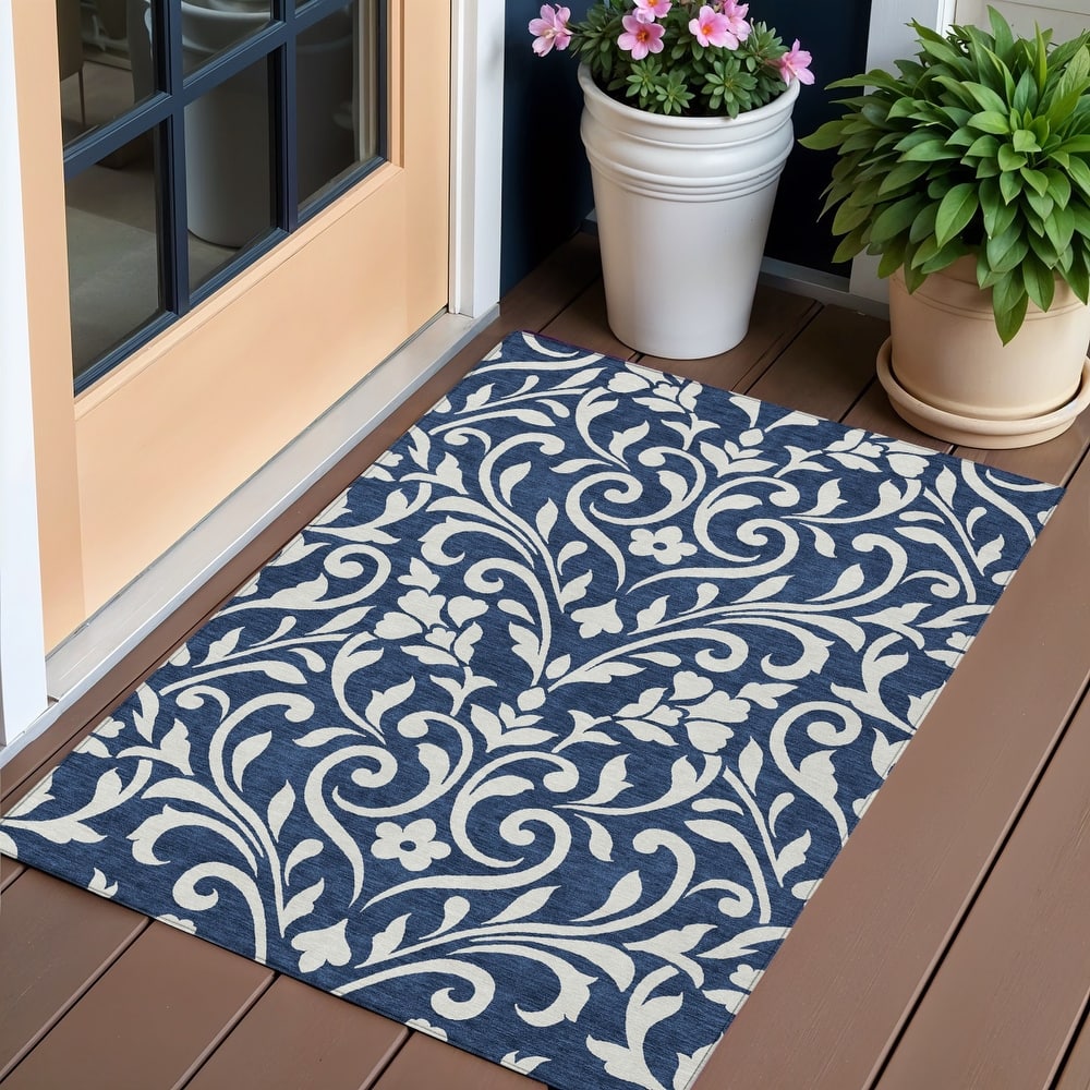 HomeRoots Floral Transitional Rectangle Outdoor Rug