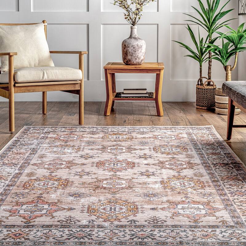 Nuloom Finley SpinClean Machine Washable Vintage Distressed Area Rug