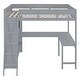 preview thumbnail 3 of 16, Gray Full Solid Wood Loft Bed with Desk & Shelf