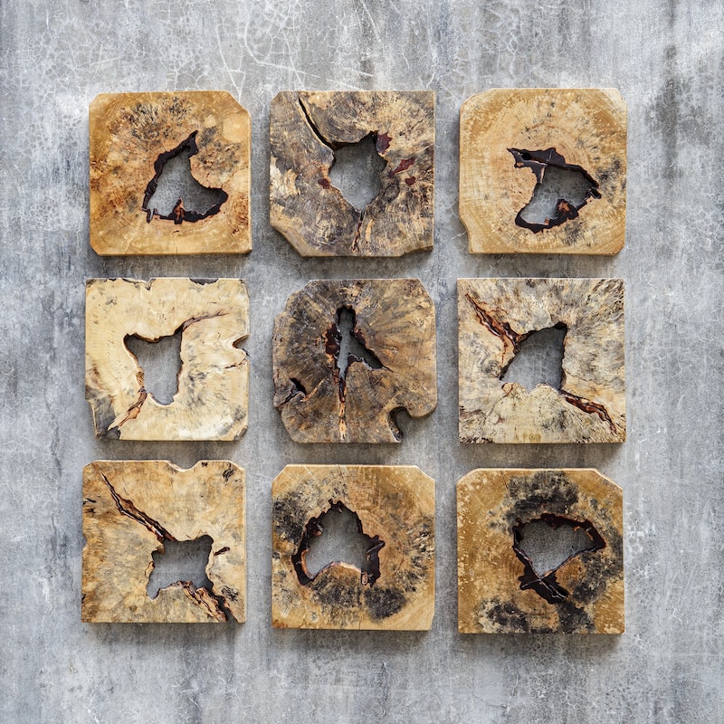 Uttermost Bahati Wood Wall Decor In Natural, Set Of 9