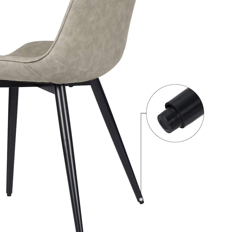 AVAWING Mid-Century Modern Dining Chairs Set of 2 Leather Upholstered Leisure