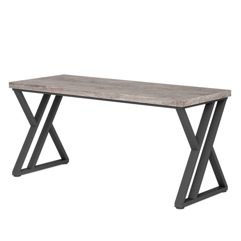 55 Inches Modern Writing Desk with Z-Shaped Metal Legs, Heavy Duty Computer Desk, Spacious Work Surface & Sturdy Frame