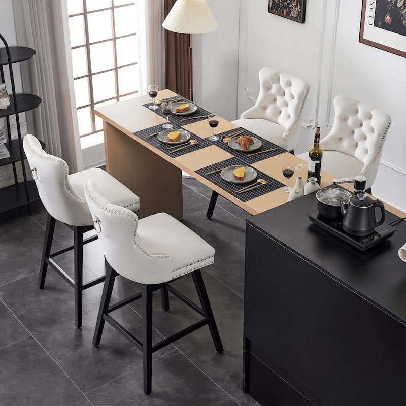 26"/30" Velvet Upholstered Swivel Counter or Bar Height Stools