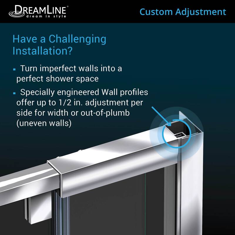 Flex 34 1/2 in. D x 38-42 in. W x 72 in H Semi-Frameless Pivot Shower Enclosure