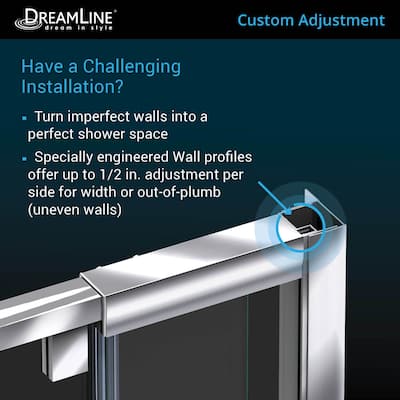 Flex 34 1/2 in. D x 38-42 in. W x 72 in H Semi-Frameless Pivot Shower Enclosure