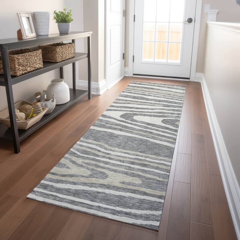 Machine Washable Indoor/ Outdoor Abstract Illusion Chantille Rug