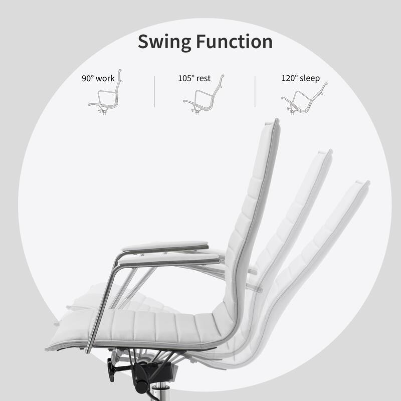 Executive Ribbed Ergonomic High Back Modern Office Chair With Arms Conference Room Guest Bedroom Work Task Hotel Computer
