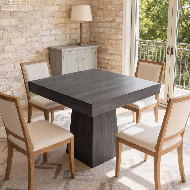 31.5" Kitchen Square Dining Table for Dining Room, Kitchen, Apartment Small Spaces (Only Table) - Black