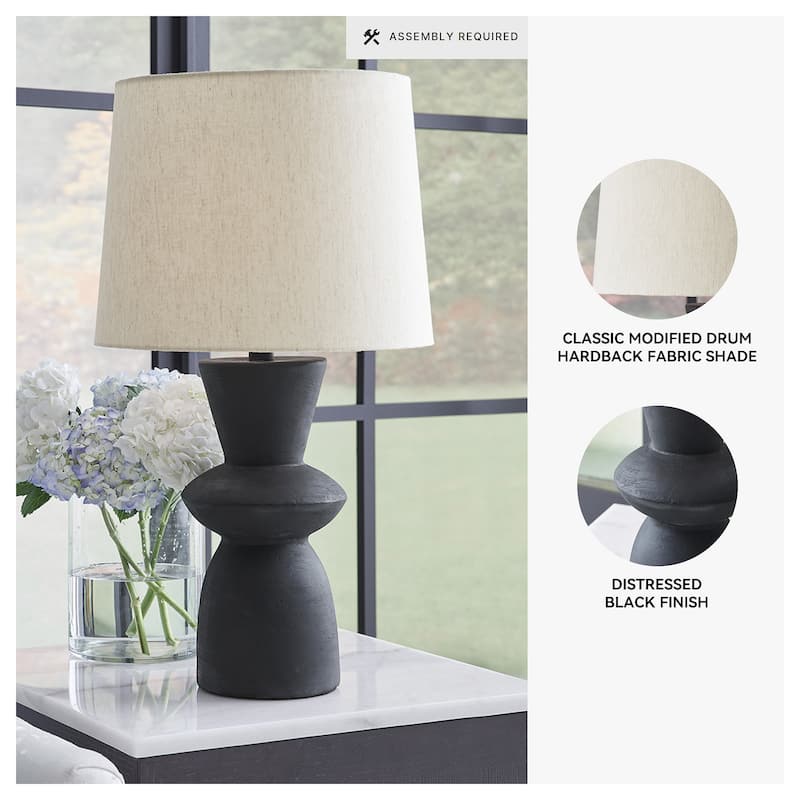 Signature Design by Ashley Scarbot Distressed Black Table Lamp (Set of 2) - 13.5" W x 13.5" D x 26" H