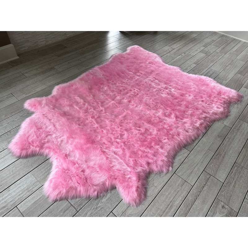 Silver Orchid Luxurious Faux Bison Skin Shag Rug