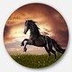 preview thumbnail 1 of 14, Designart 'Black Friesian Horse Gallop' Animal Photography Metal Wall Art 23 x 23 - disc of 23 inch