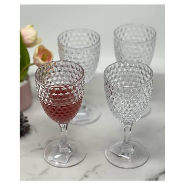 LeadingWare Diamond Cut Acrylic Wine Glasses Set of 4 (12oz) - 3.38" W x  3.38" L x 7.38" H - On Sale - Bed Bath & Beyond - 38198626