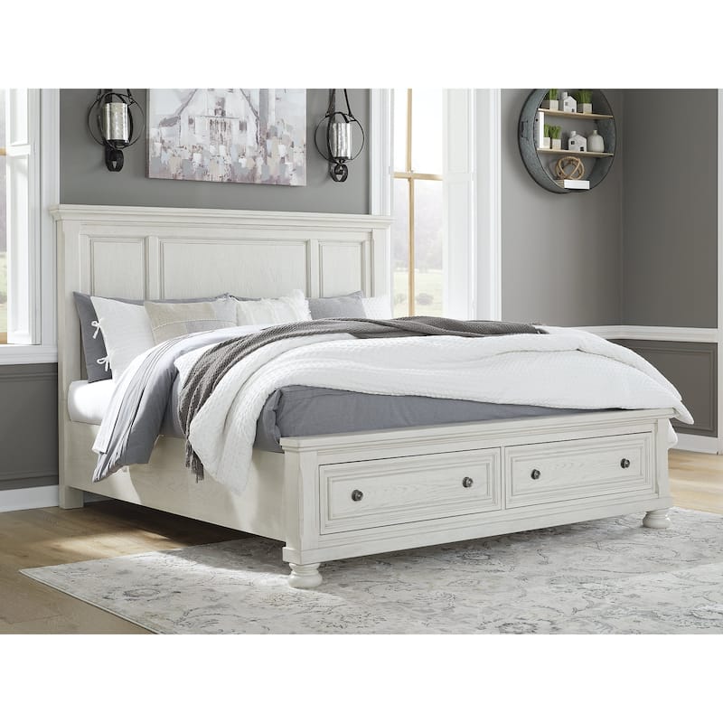 Signature Design by Ashley Robbinsdale Antique White Storage Bed - Queen