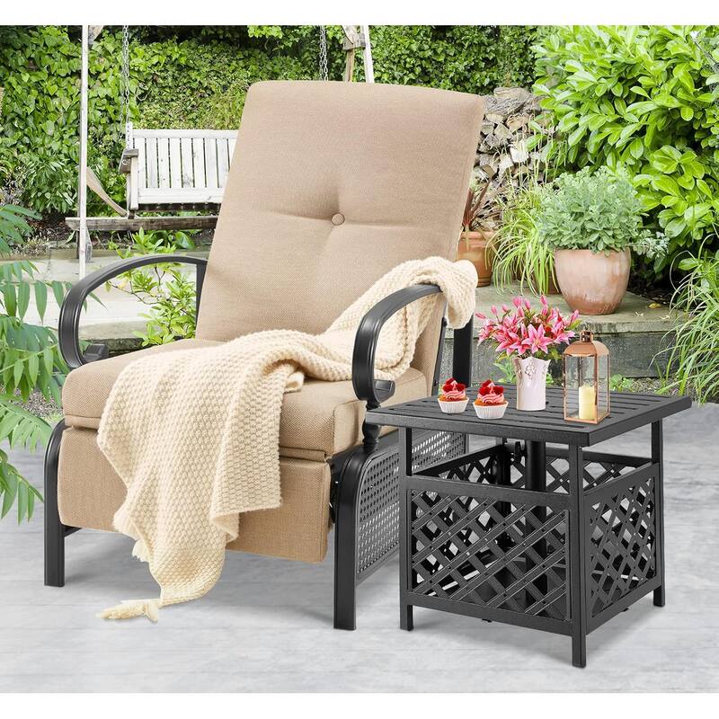 AECOJOY Outdoor Adjustable Cushioned Metal Patio Recliner Lounge Chair