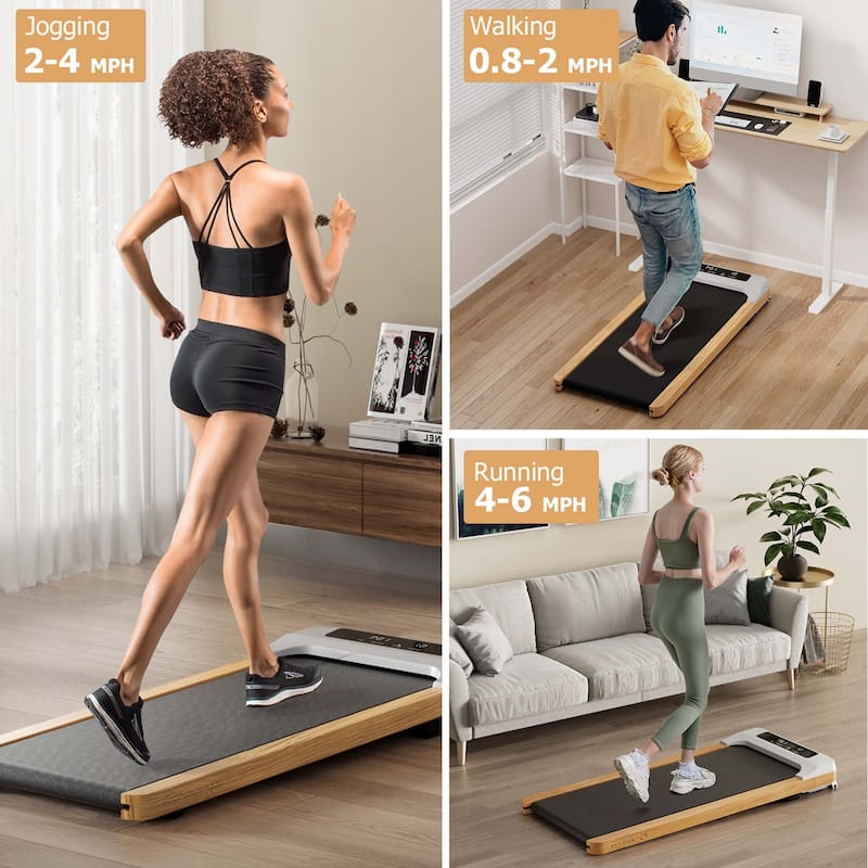 Wooden Under Desk Treadmill Portable Walking Pad Treadmill LED Display